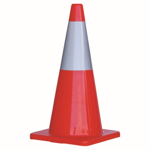 TRAFFIC CONE ORANGE 700MM C/W RELECTIVE STRIP